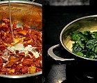 Chorizo, spinach and green beans pasta